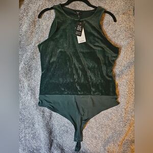 Express Green Sleeveless Fitted Bodysuit